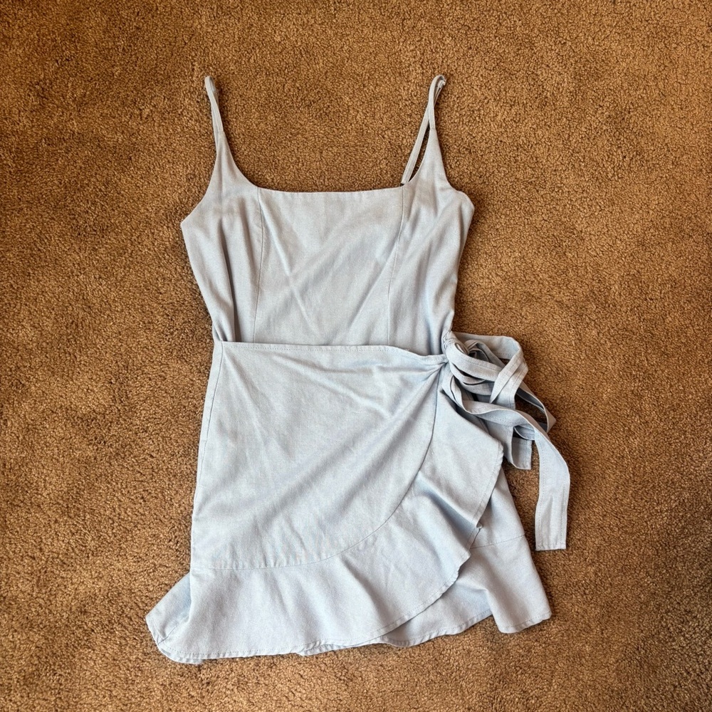 Size 8 Mini Polly Elegant Light Blue Coastal Preppy Women's Dress